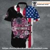 USA Flag and Flowers Harley Davidson Hawaiian Shirt Women