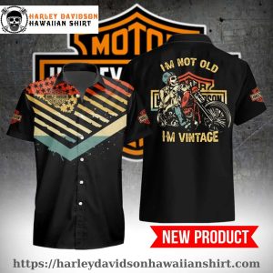 Vintage Biker Skull Harley Davidson Aloha Shirt