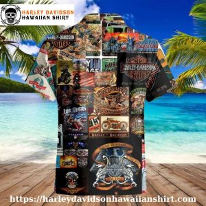 Vintage Poster Collage Harley Davidson Hawaiian Shirt 3