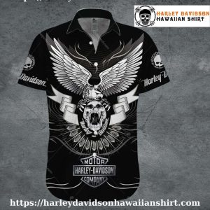 Winged Skull Art Harley Davidson Aloha Shirt for Men