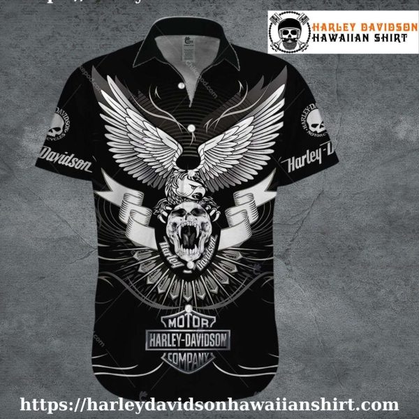 Winged Skull Art Harley Davidson Aloha Shirt for Men