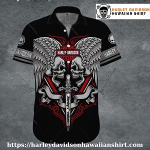 Winged Skulls Sword Harley Davidson Hawaiian Shirt for Men