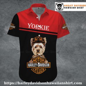 Yorkie Dog Biker Style Harley Davidson Hawaiian shirt kids